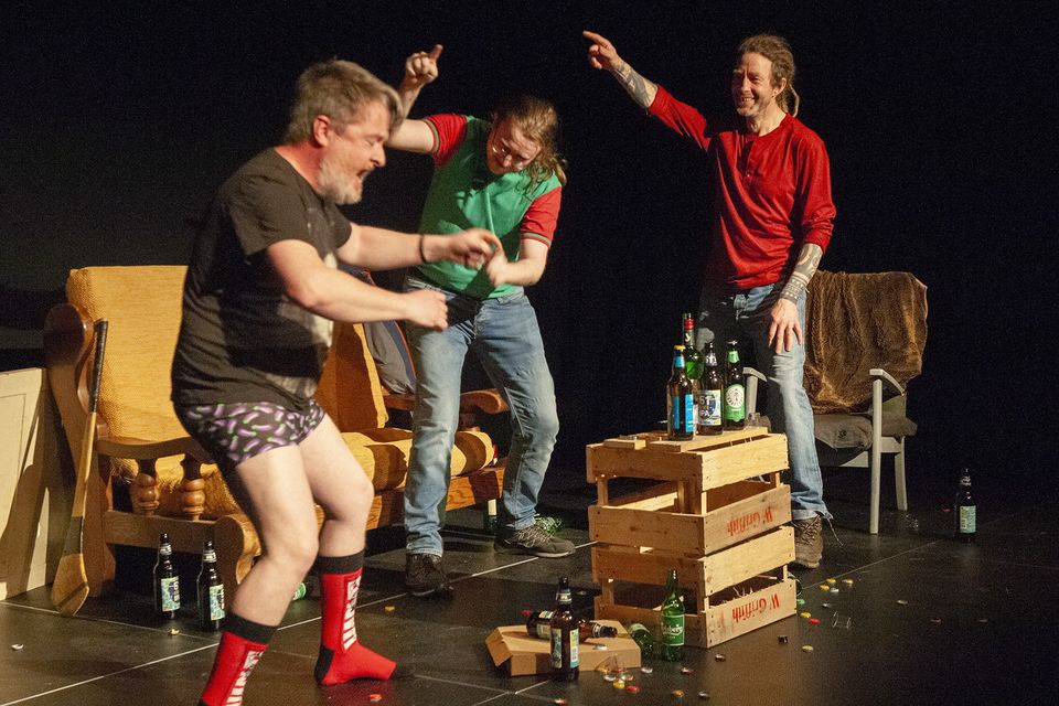 The celebration scene in Borussia Monchengladback during the Page to Stage One-Act Drama Festival 2024 in the Wexford Arts Centre on Saturday. Pic: Jim Campbell