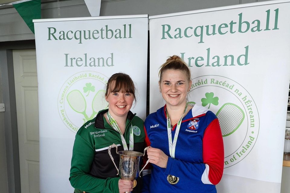 Arklow Racquetball Club's Antonia Neary and her playing partner Aisling Hickey of Rossmore who were crowned doubles winners in Kilkenny.  