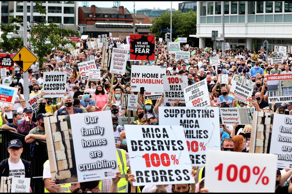 Thousands of mica protestors gather for a rally in Dublin city centre. Photo: Steve Humphreys