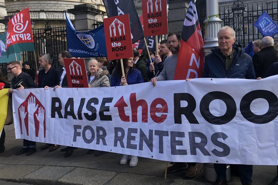 Protesters outside Leinster House fear for the future of tenants as no-fault evictions are re-introduced