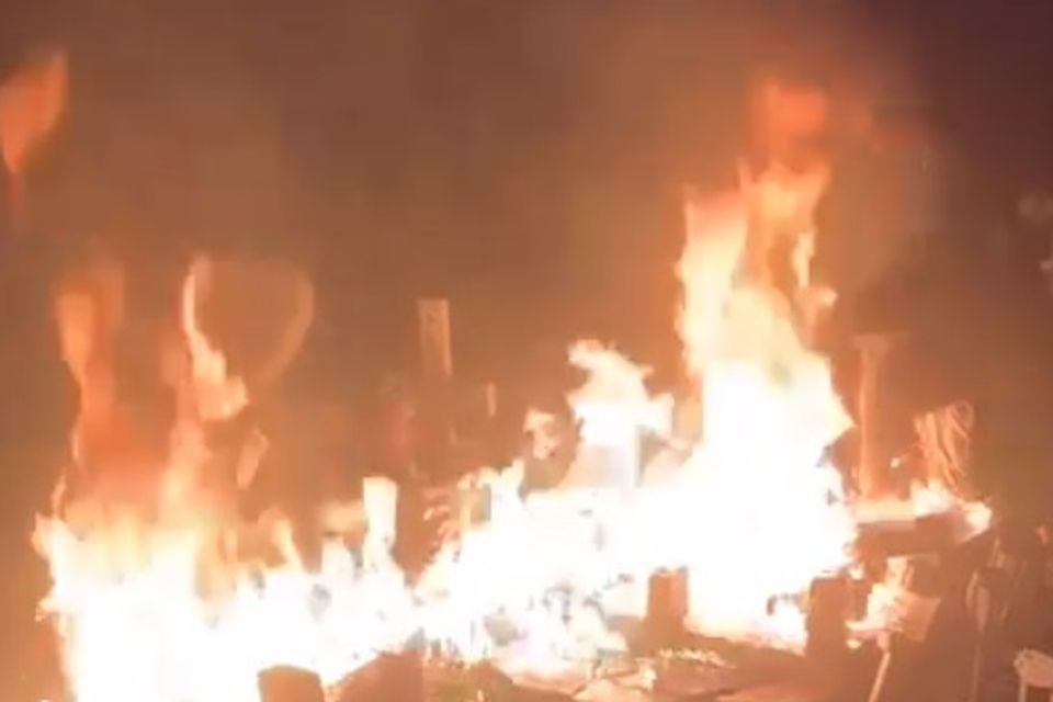 A grave set alight as a part of a bitter family feud