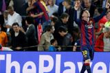 thumbnail: Barcelona's Lionel Messi celebrates after scoring the opening goal during the Champions League semifinal first leg soccer match between Barcelona and Bayern Munich at the Camp Nou stadium in Barcelona, Spain, Wednesday, May 6, 2015.  (AP Photo/Manu Fernandez)