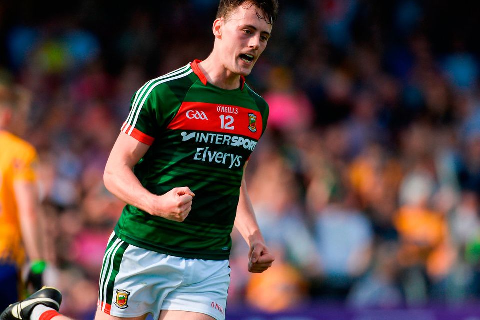 Diarmuid O'Connor of Mayo celebrates after scoring his side's second goal