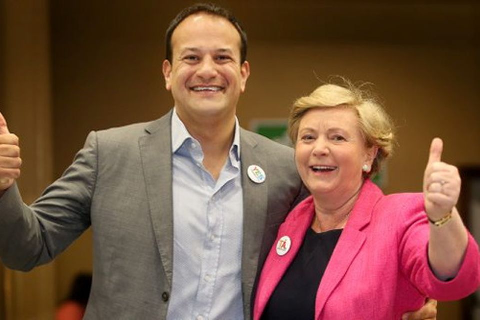 Ministers Leo Varadkar and Frances Fitzgerald pictured at the count centre in City West.  Picture;  Gerry Mooney