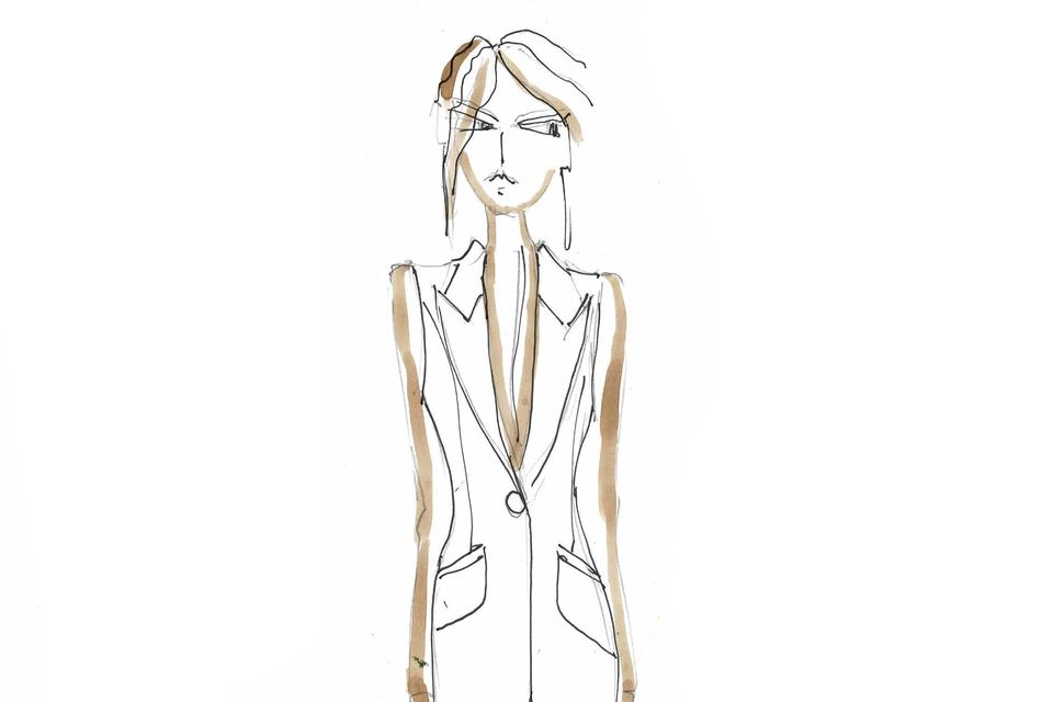 Paul Costelloe's synonymous relaxed tailoring will feature in his Spring/Summer 25 Collection. Sketch: Courtesy of Paul Costelloe