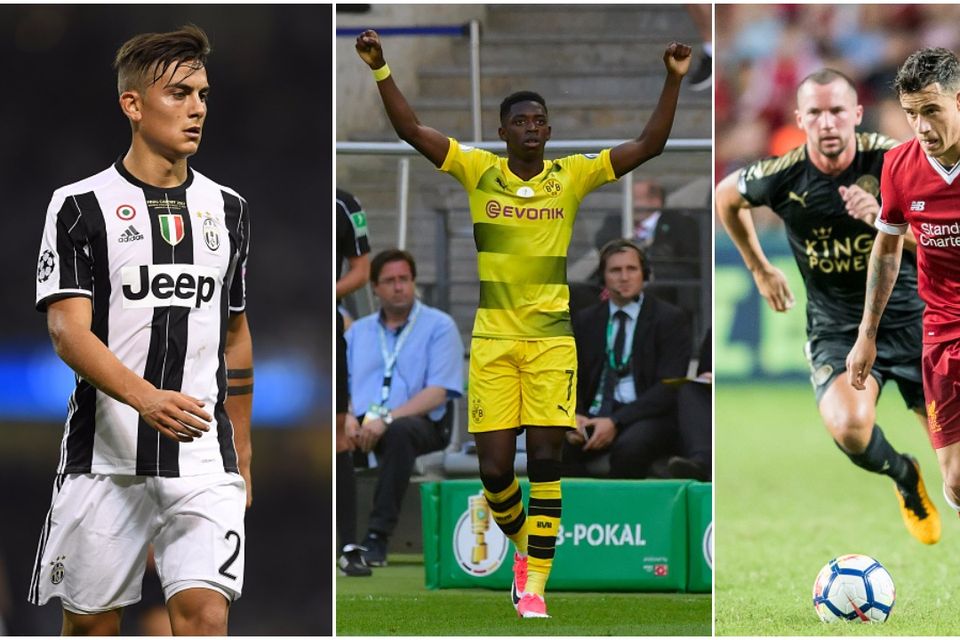 Paulo Dybala (left), Ousmane Dembele (centre) and Philippe Coutinho (right).