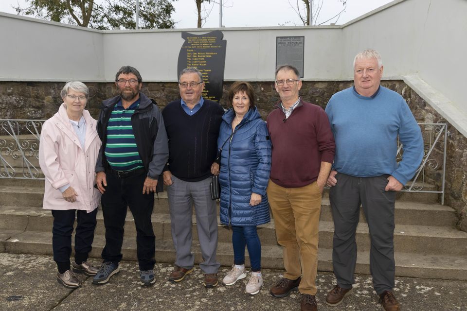 Pictured at the St Kearns commemoration are Marion O’Donohue, Patrick Sinnott, Michael Walsh, Anna Ryan, Michael Ryan, John Kinsella. Photograph: Patrick Browne