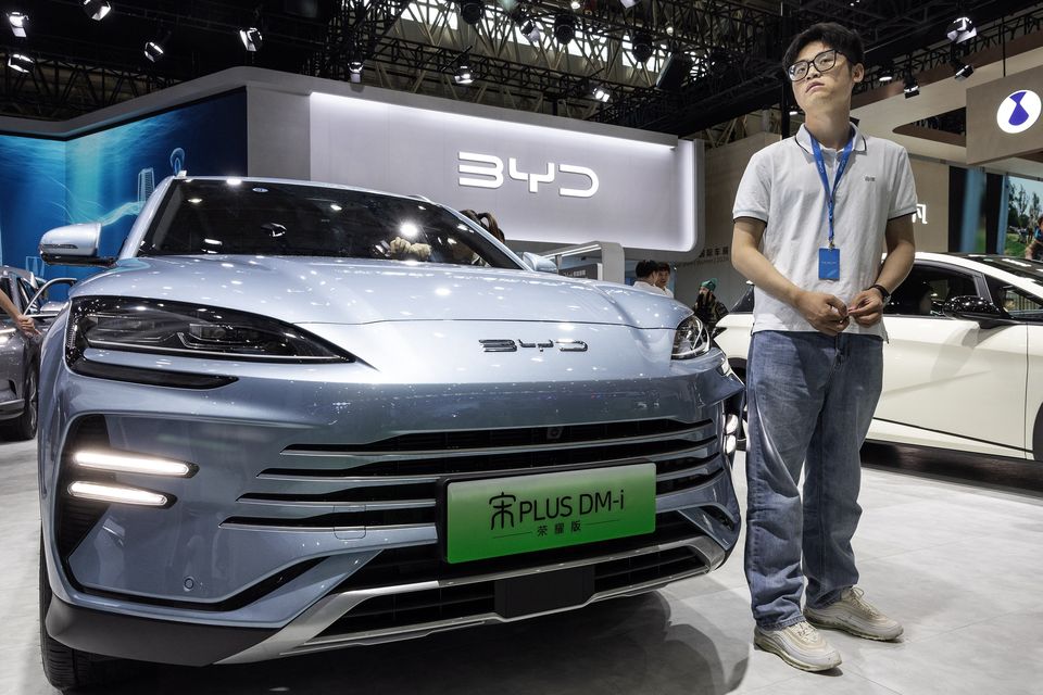 The BYD stand at the 2024 Central China International Auto Show. Photo: Getty
