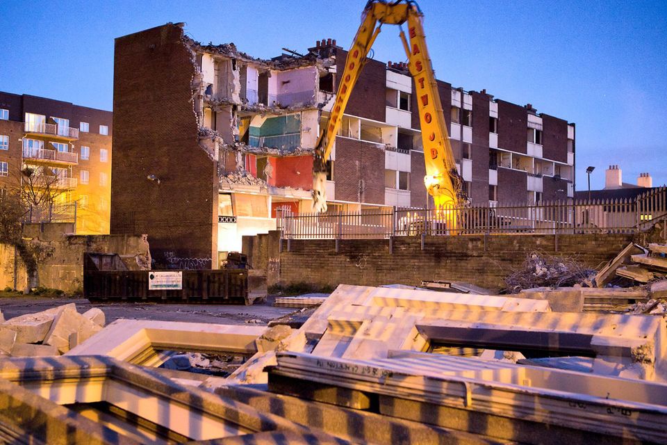 Jeanette Lowe's up and coming exhibition 'Waiting' showing the flats on Tom Kelly Road, Charlemont Street prior and during demolition