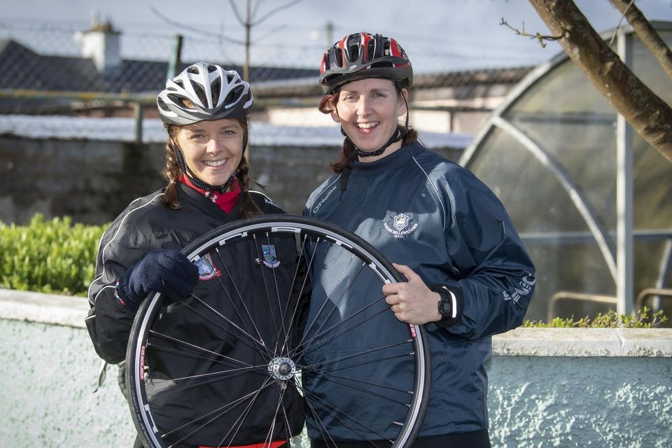 Aishlinn Roche and Gillian Daly were all smiles as they got ready to take part in the Fenit Coastal Cycle on Saturday morning.