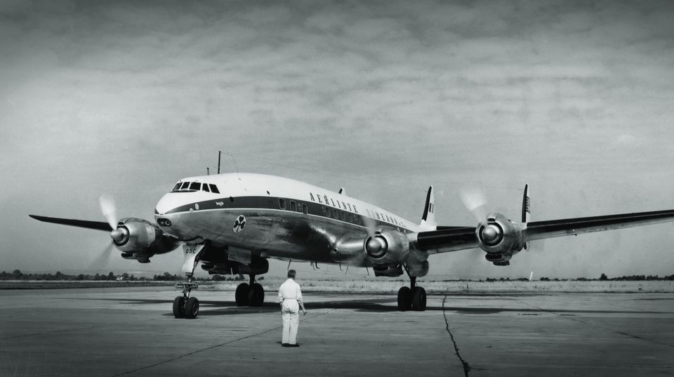 An Aer Lingus Super Constellation, known as the Super Connie. The propeller-driven were built by Lockheed Corporation between 1943 and 1958 at Burbank, California.