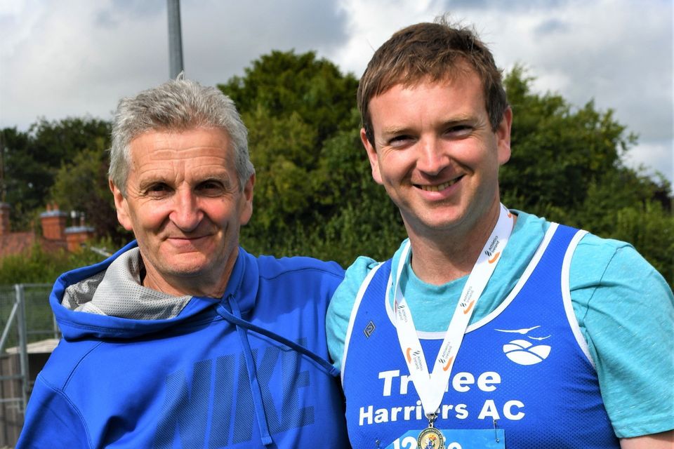 Padre e hijo, Patsy y Alan O'Connor, ganaron medallas de oro en el Campeonato Nacional Masters de Pista y Campo en Tullamore el sábado.