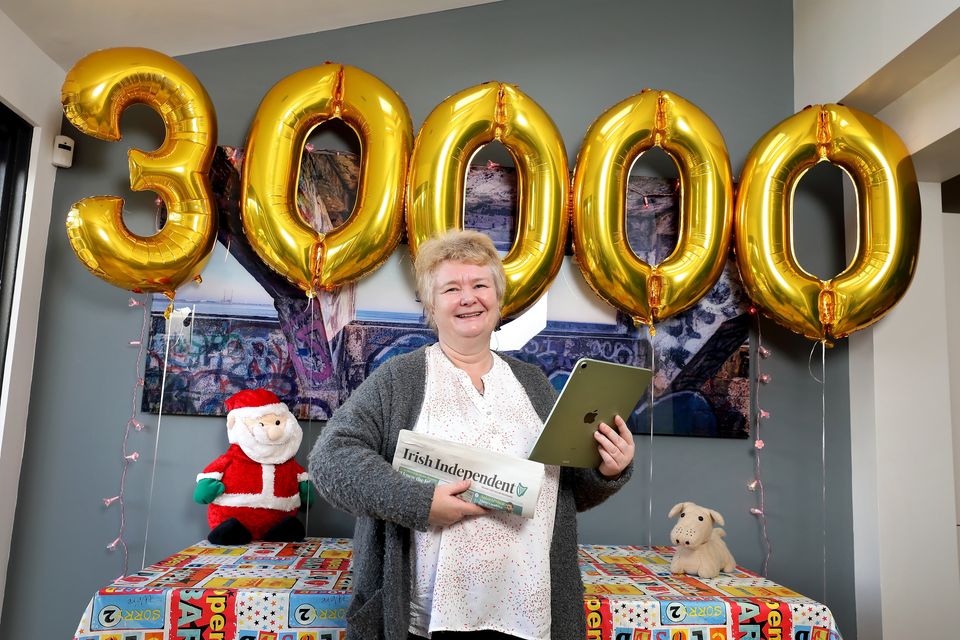 The 30,000th Independent.ie subscriber, Colette Byrne, pictured with her new ipad at her home Stillorgan, December 2020