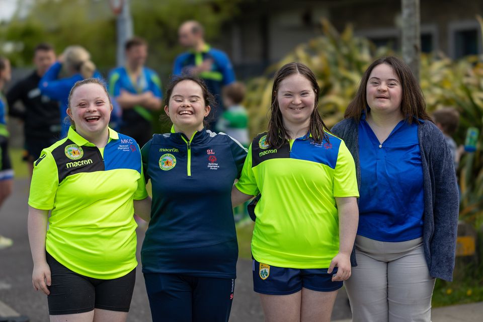 Mary Kate Crowley, Siobhan Looney, Caoimhe Brosnan and Antoinette O' Leary having a great time at the Killarney Triathlon Club fundraiser in aid of Kerry Stars Special Olympics Club in the Killarney Sports and Leisure Centre on Saturday. Photo by Tatyana McGough.