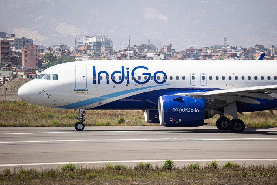 An IndiGo Airbus A320neo aircraft taxiing for departure at Kathmandu Tribhuvan International Airport. Photo: Nicolas Economou/NurPhoto via Getty Images