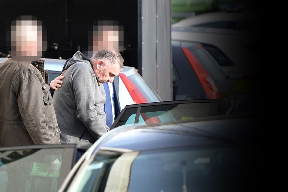 Declan Brady being arrested in 2017. Photo: Ernie Leslie