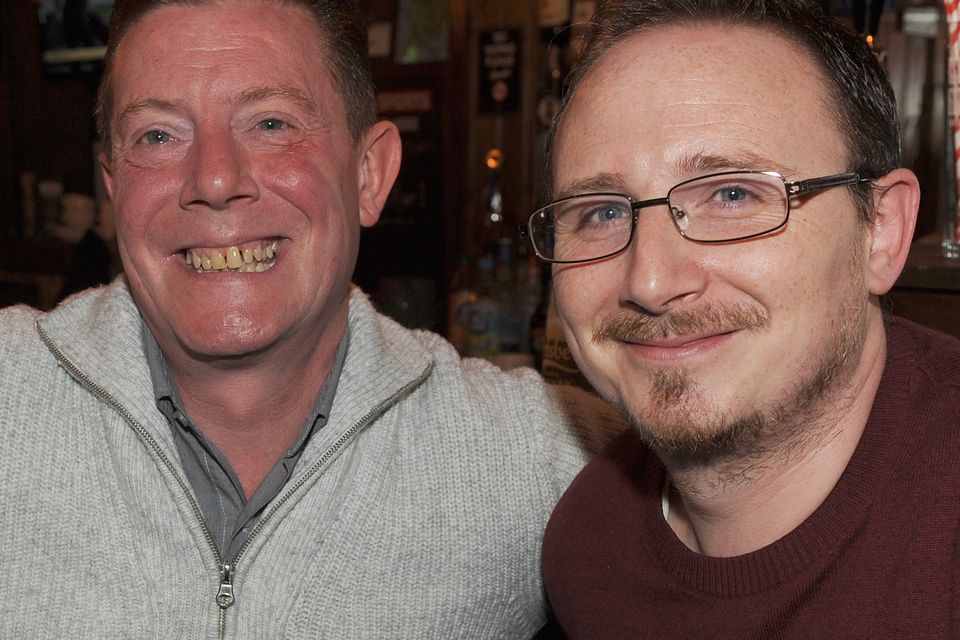 Garry Duffy and Adrian Fegan at the Dundalk Young Irelands GFC quiz night in Corbett's Bar. Photo: Aidan Dullaghan/Newspics