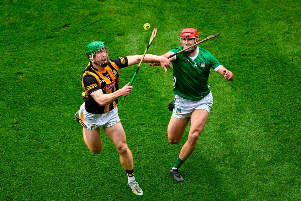 Martin Keoghan of Kilkenny in action against Barry Nash of Limerick. Photo: Sportsfile