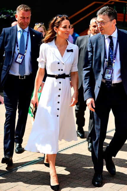 The Duchess of Cambridge attends on day two of the Wimbledon Championships at the All England Lawn Tennis and Croquet Club, Wimbledon