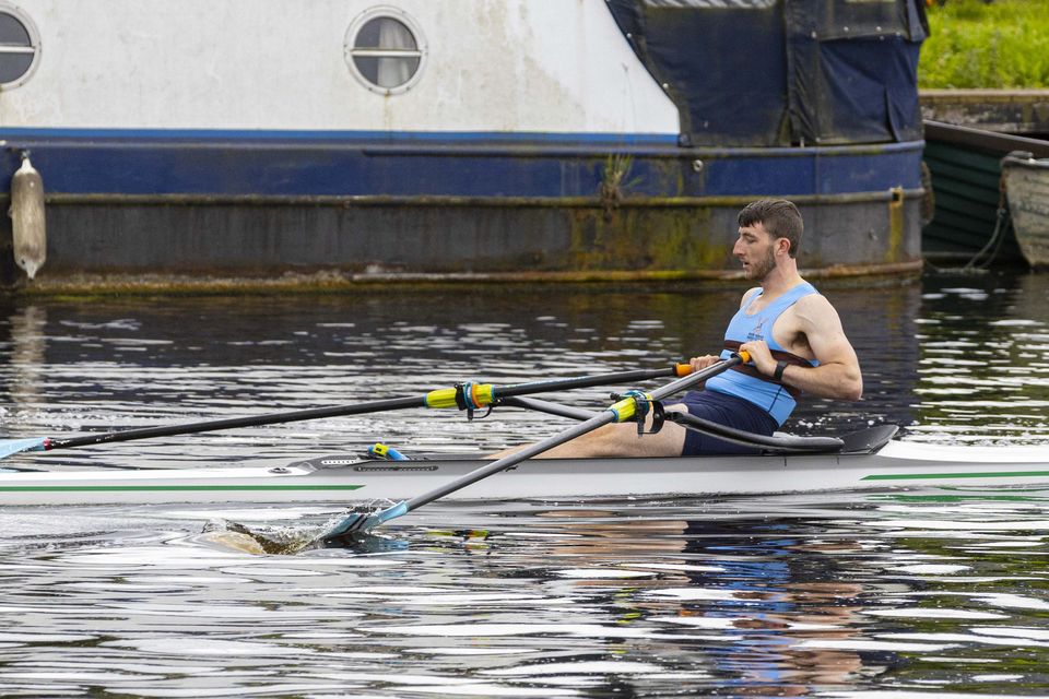 George Moylan from New Ross Boat Club during the men’s open single scull. 