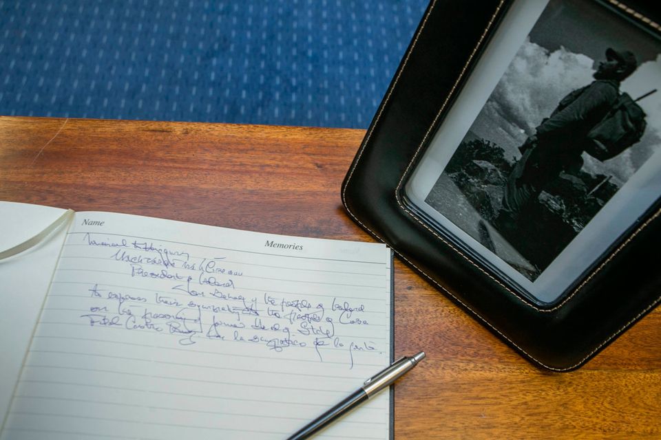 The Book of Condolence for the late Fidel Castro at the Cuban Embassy on Pearse St Dublin. Photo: Kyran O'Brien