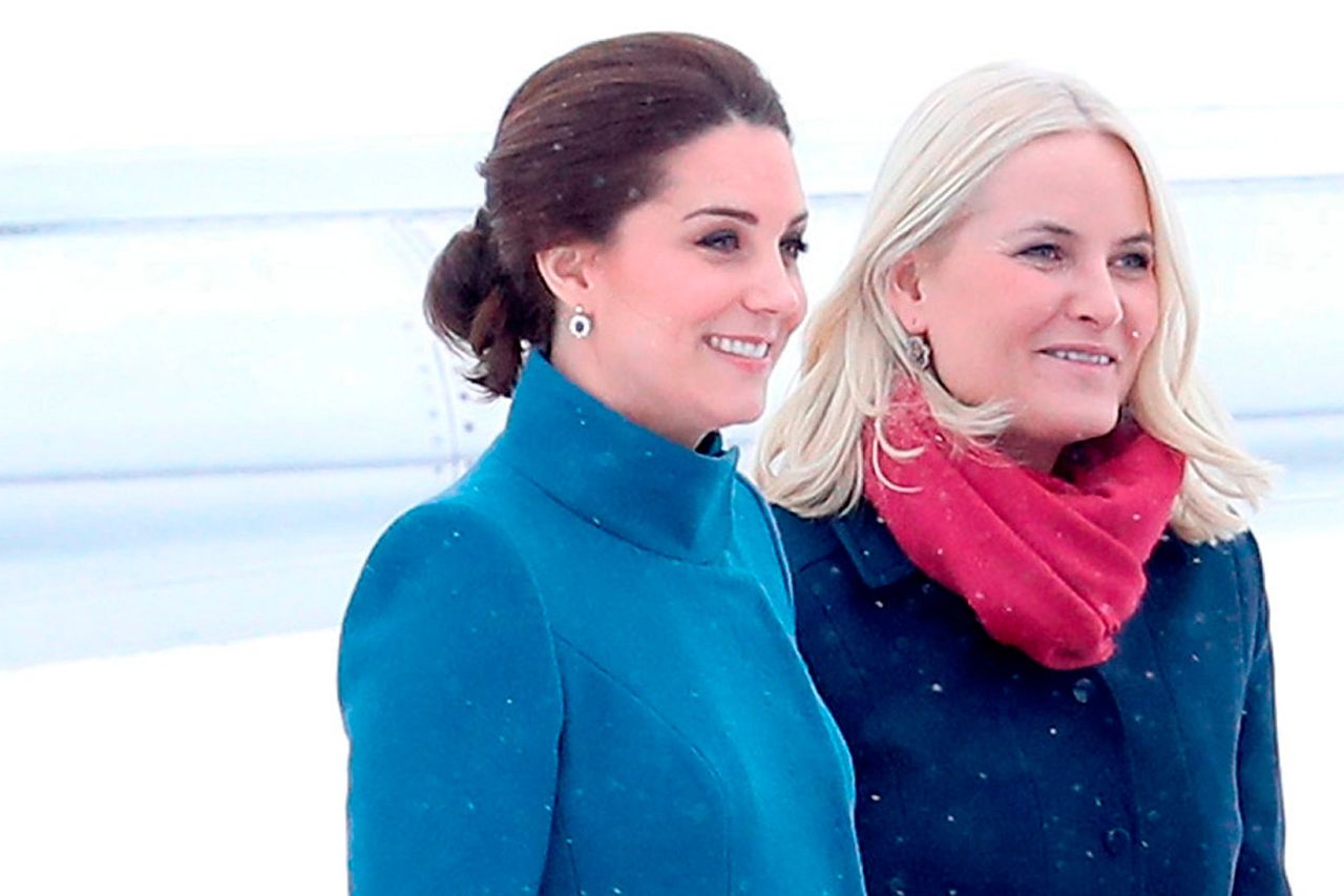 Kate Middleton in green suit for meeting with Norwegian royals