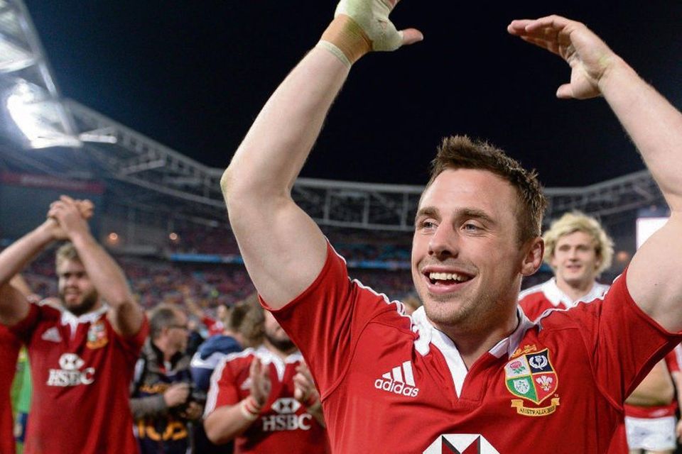 IRISH PRIDE: Tommy Bowe celebrates the Lions' victory in the third Test in Sydney.