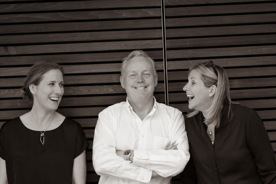 “It’s like we’re a family. Everyone works really well together, there’s no egos,” says Linda McDermott, manager of fashion brand Peruzzi. From left to right: Designer Sinéad Robinson, Sales Director Marc O’Rourke and Manager Linda McDermott of Peruzzi