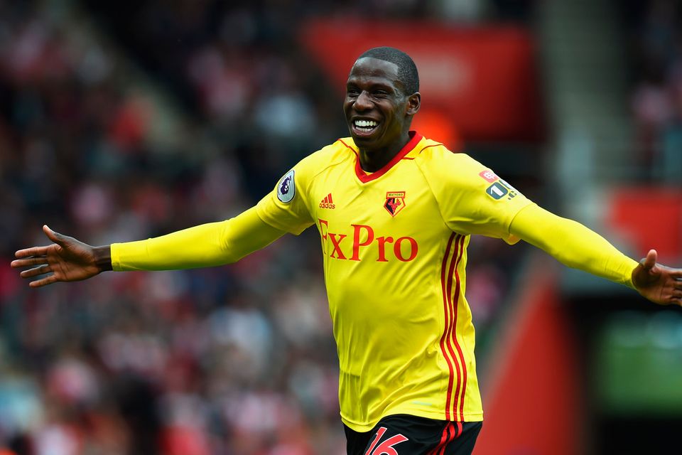 SOUTHAMPTON, ENGLAND - SEPTEMBER 09:  Abdoulaye Doucoure of Watford celebrates after scoring his sides first goal during the Premier League match between Southampton and Watford at St Mary's Stadium on September 9, 2017 in Southampton, England.  (Photo by Tony Marshall/Getty Images)