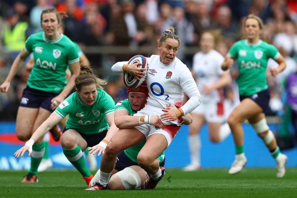 England's Natasha Hunt in action against Ireland's Aoife Wafer during the Women's Six Nations Championship at Twickenham