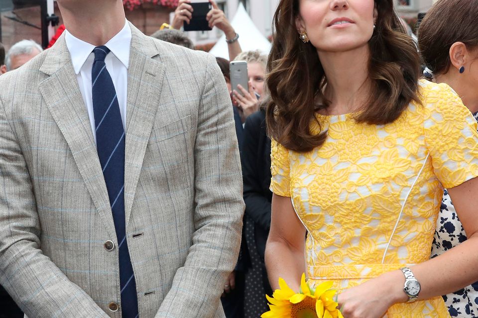 Kate Middleton in Yellow Lace Dress for Traditional Market Visit in  Heidelberg