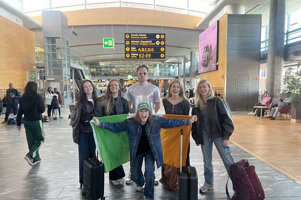 Emmy and the rest of team Ireland at Oslo Airport before their flight to Basel for the Eurovision Song Contest.