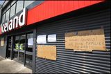 thumbnail: Messages of support at Iceland in Coolock where some staff members remain on a sit in protest inside the store. (Photo by Steve Humphreys)