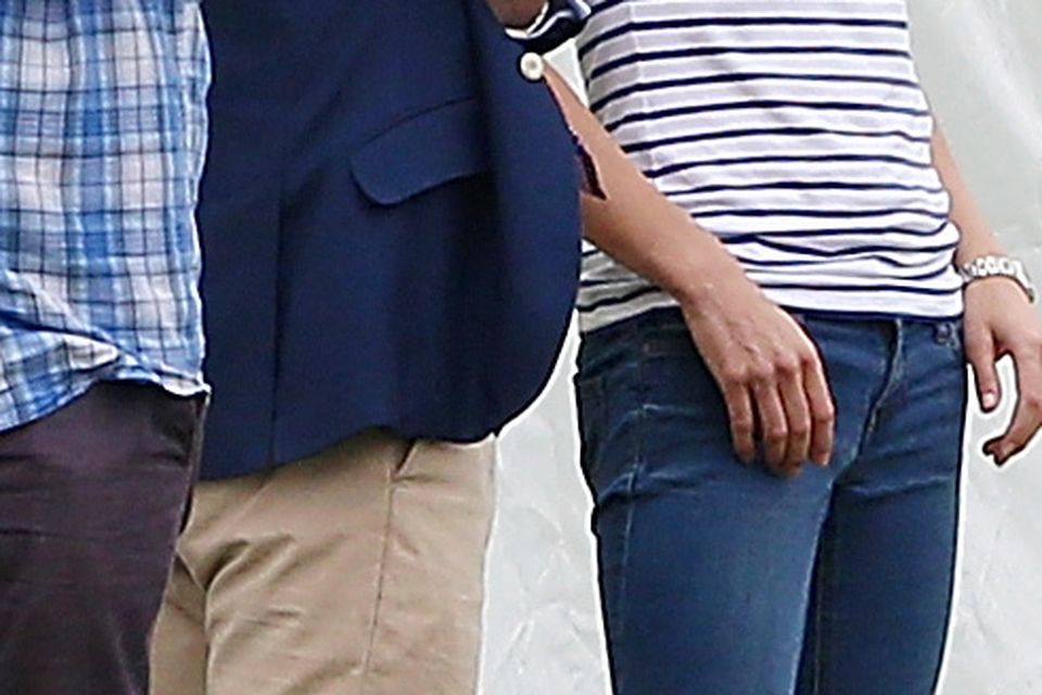 Kate recycles her Me + Em Breton striped top from her Australia tour during a Royal Charity Polo game in London on Father's Day