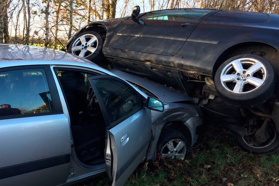 Damaged cars on the M1 in Balbriggan