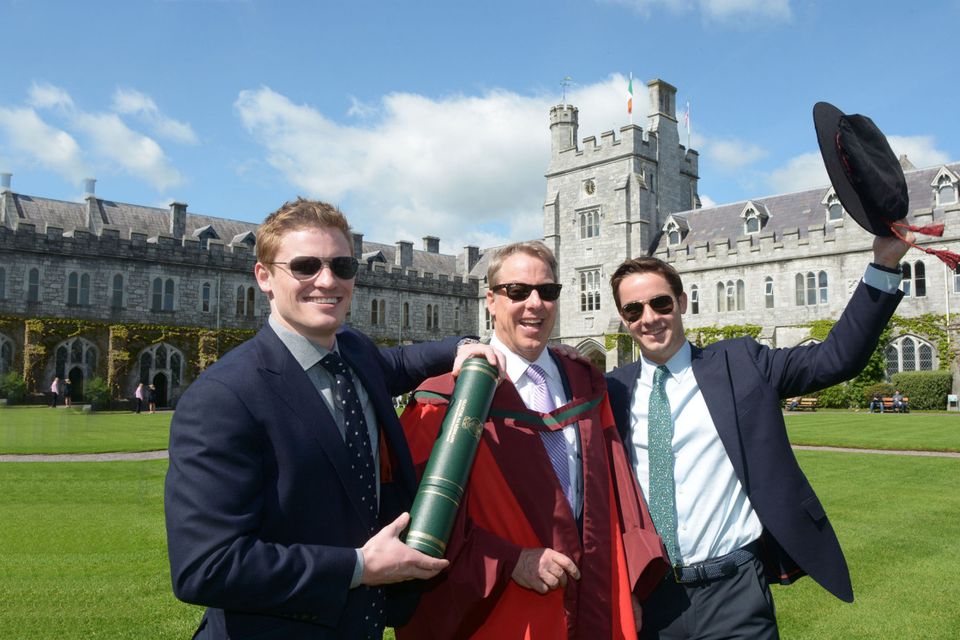 William Clay Ford Jr, executive chairman of the Ford Motor Company, with his sons Will and Nick following the conferring of an honorary doctorate at UCC last week.