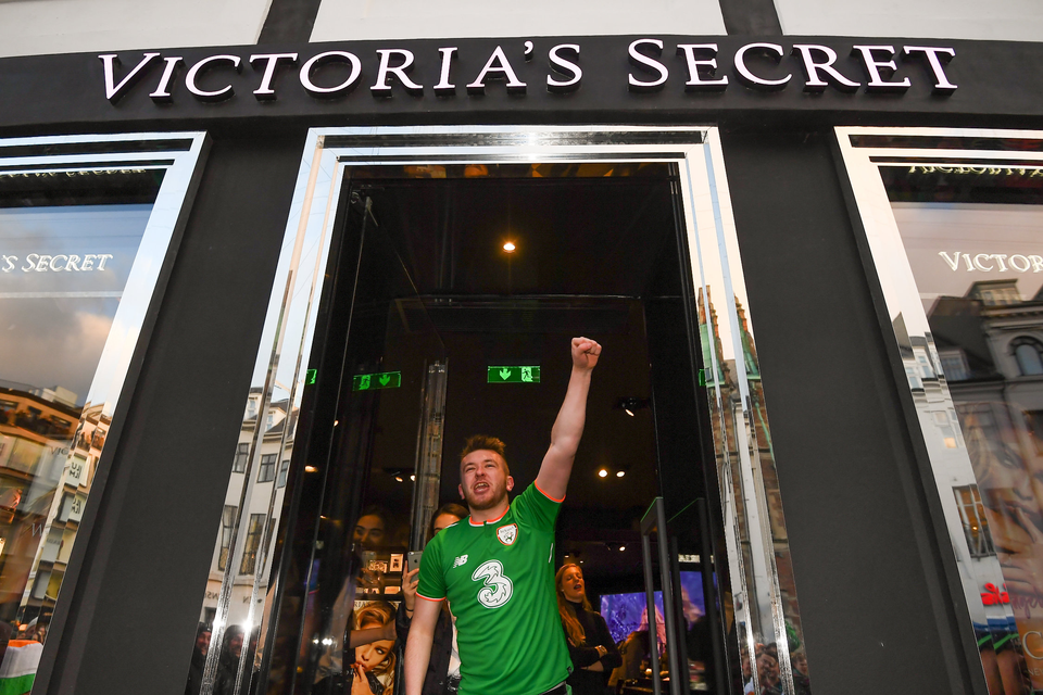 Gallery - Excited Irish soccer fans set up base outside Victoria's Secret  store