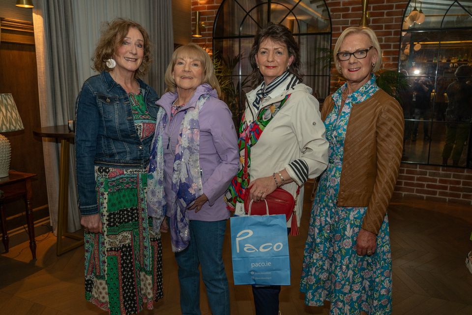 Catherine O'Brien, Peggy Short, Carol Dooley and Nora Healy at the Phoenix Women's Shed fashion show at the Ashe Hotel on Friday Evening. Photo by Mark O'Sullivan. 