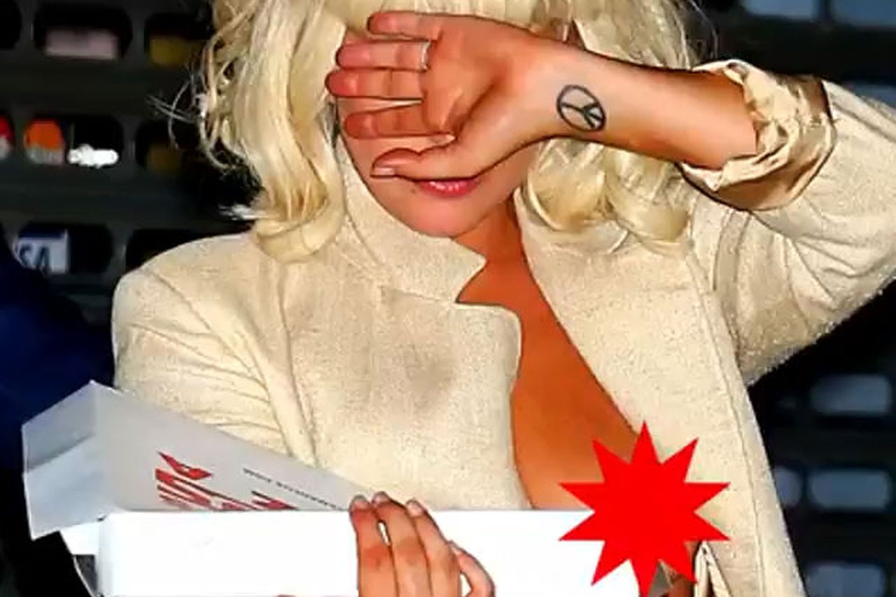 VIDEO: Lady Gaga suffers a nip slip while out getting pizza