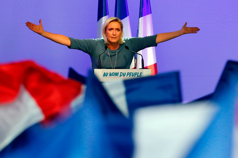 Marine Le Pen is running second in the French polls and has tapped into anger over immigration and the lacklustre income growth that is fuelling populist movements around the world. Photo: Reuters