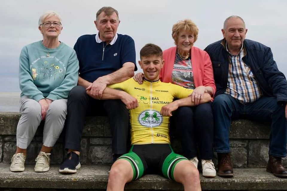 Massive Congratulations to Dillon Corkery of Banteer, son of Margaret and Nicholas, and grandson of Mary and John Joe, Kilbrin who won the 2023 5 stage Rás Tailteann. Dillon is pictured here with his four grandparents after his win.