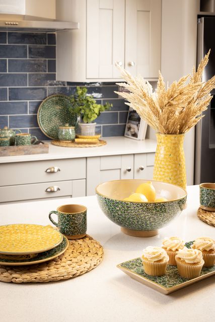 Nicholas Mosse's Lawn Yellow and Lawn Green pieces from €28, nicholasmosse.com