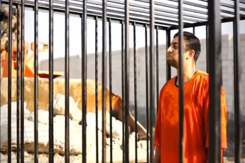 Still image from social media video shows a man purported to be Islamic State captive Jordanian pilot Kasaesbeh