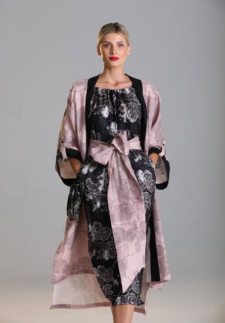 Sara O’Neill ‘Róisín Dubh’ kimono in Irish linen, €895; silk and linen dress, €695, eadach.com