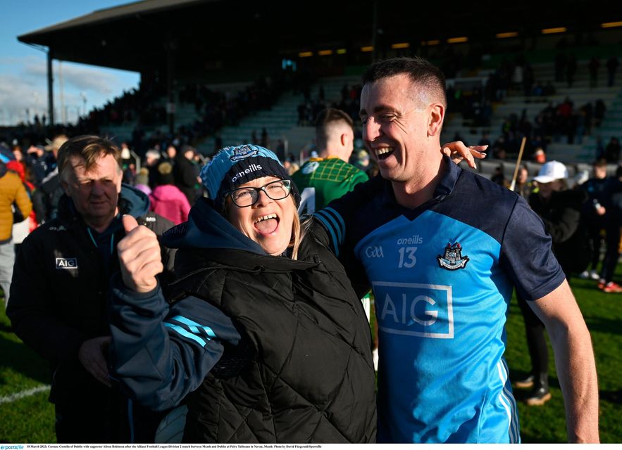 Cormac Costello with Dubs fan Alison Robinson after the win over Meath