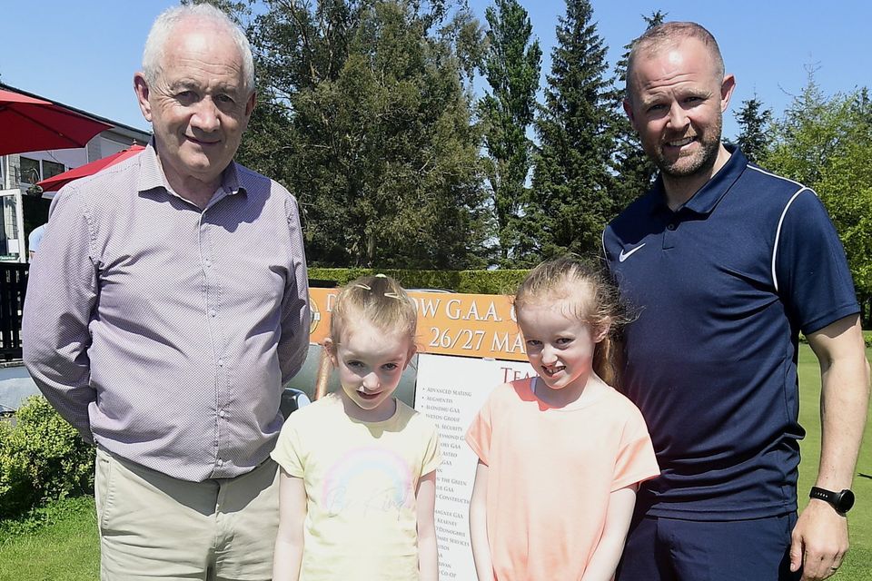 Duhallow GAA Golf co-ordinator Gerry O'Sullivan pictured with former Kilkenny hurler Tommy Walsh, Gemma ans Olivia Enright at the Duhallow GAA Golf Classic. Picture John Tarrant
