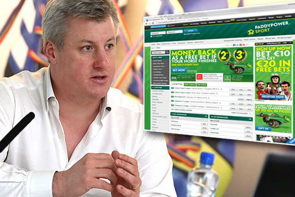Paddy Power Chief Executive Patrick Kennedy. Inset: The bookmakers website