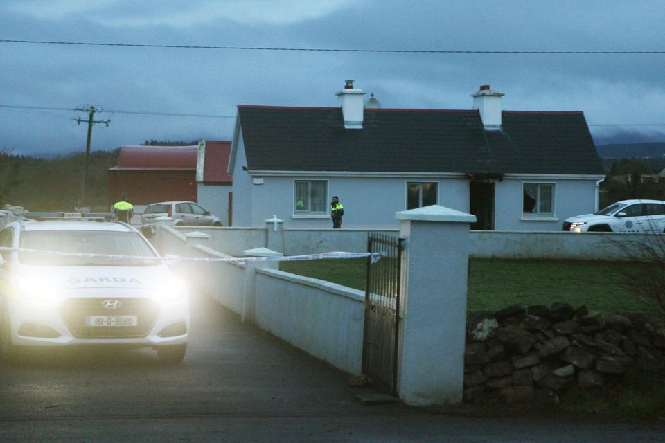The scene at a house where farmer John Brogan was shot dead at Pheasanthill, Castlebar, Co Mayo. Photo: Padraig O'Reilly