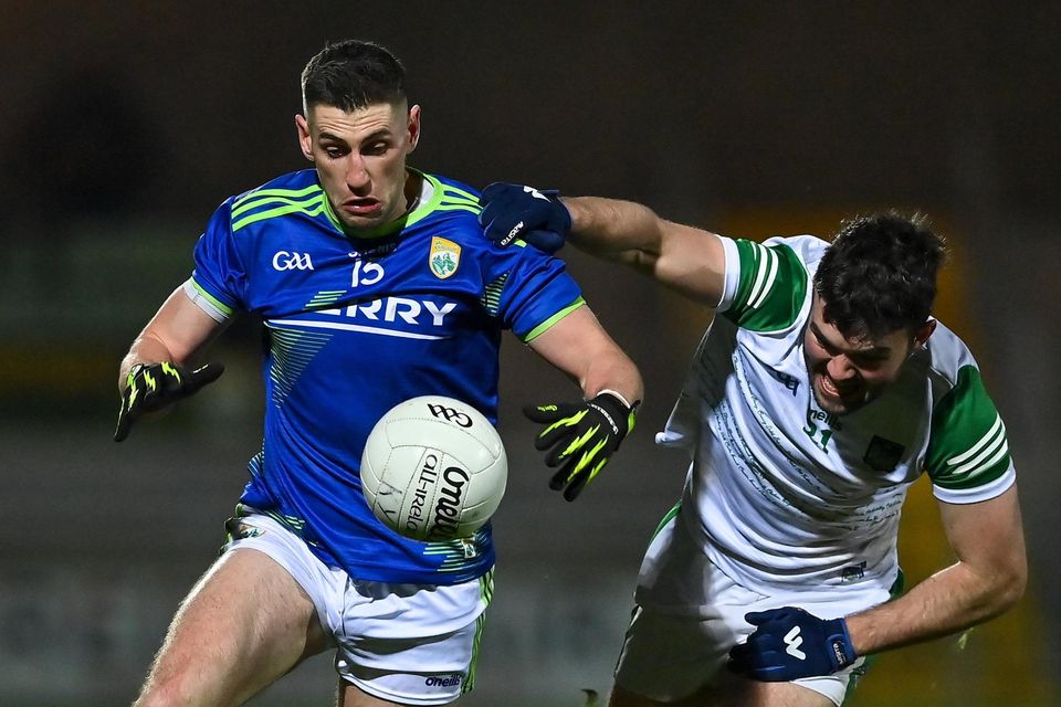 Paul Geaney in action against Limerick's Jim Liston in January during the McGrath Cup. The Dingle man will be hoping to return to the starting fifteen this weekend Photo by Brendan Moran / Sportsfile
