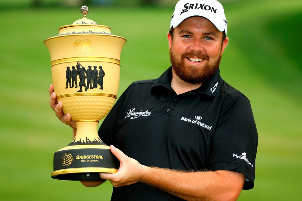 Shane Lowry holds the Gary Player Cup after winning the WGC Bridgestone Invitational in Ohio this week.